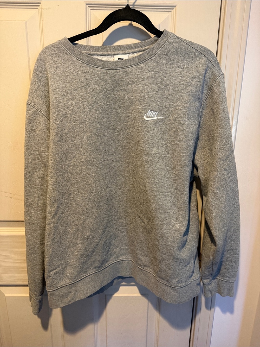Nike Light Grey Crewneck Sweatshirt with White Swoosh